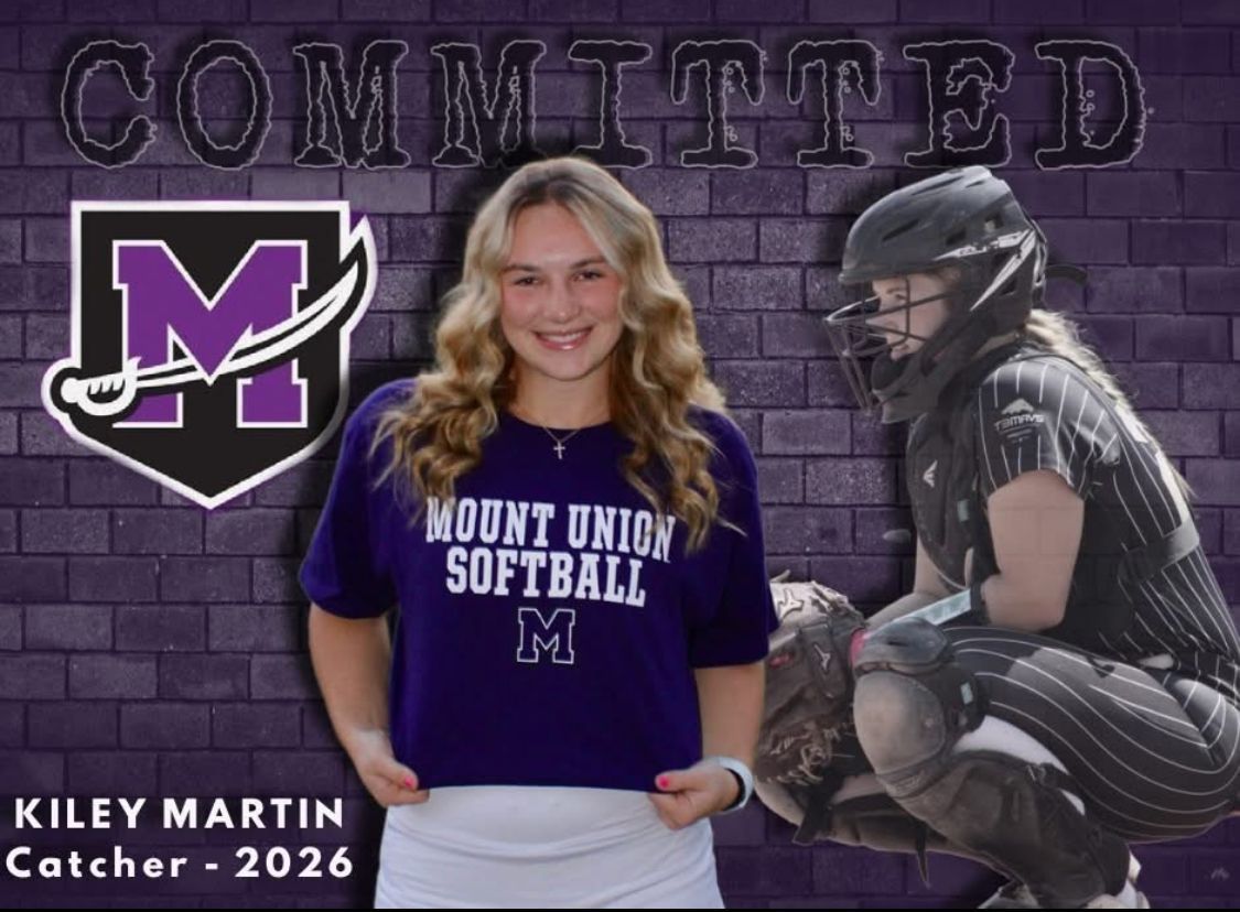 T3 Mavericks softball player, Kiley Martin, college commitment graphic