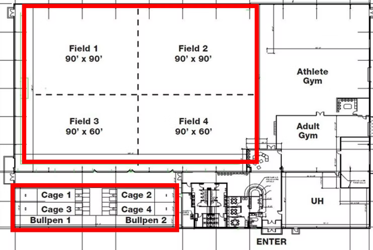 Floor plan of the T3 Mavericks facility