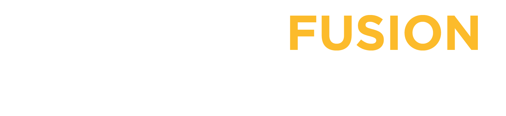 Yellow “FUSION” text on a white background