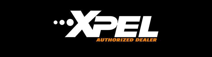 XPEL Authorized Dealer logo in white and orange on a black background