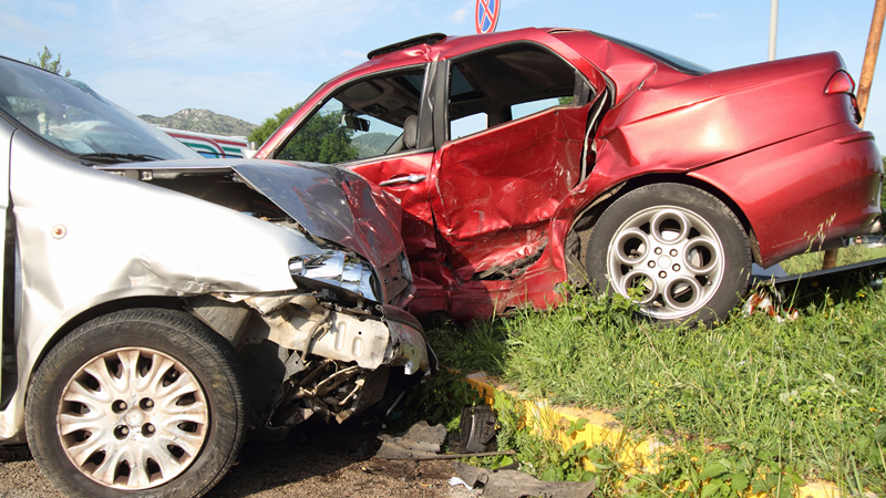 two cars involved in an auto accident