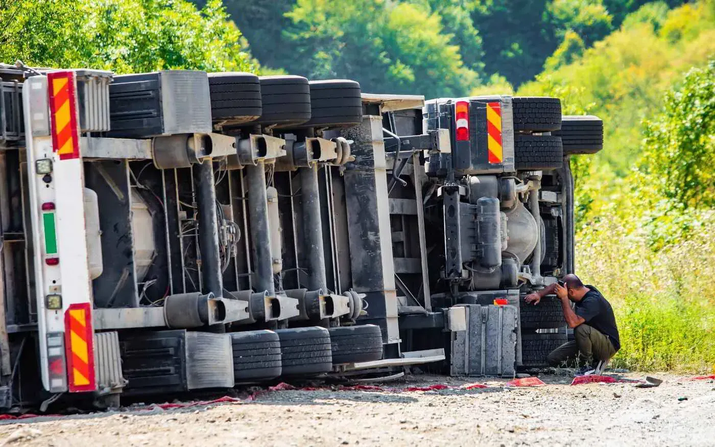 A trucking accident A trucking accident