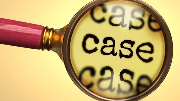 image of magnifying glass with the word case