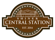 Brown and white Shiner Central Station logo with stars and “EST. 2014” text