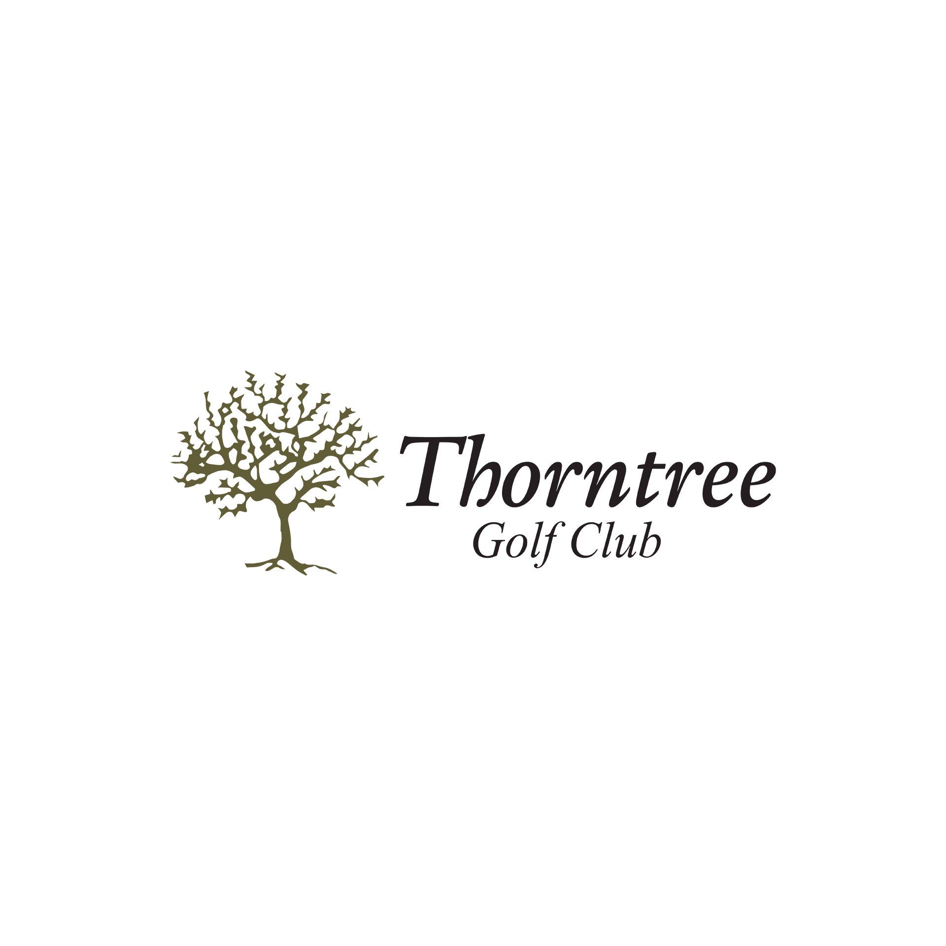 The logo for thorntree golf club has a tree on it.