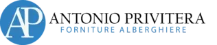 Logo AP blu con le scritte “ANTONIO PRIVITERA” e “FORNITURE ALBERGHIERE” su sfondo bianco.