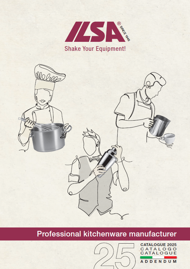 Copertina del libro di cucina ILSA con chef che utilizzano attrezzature da cucina, la scritta