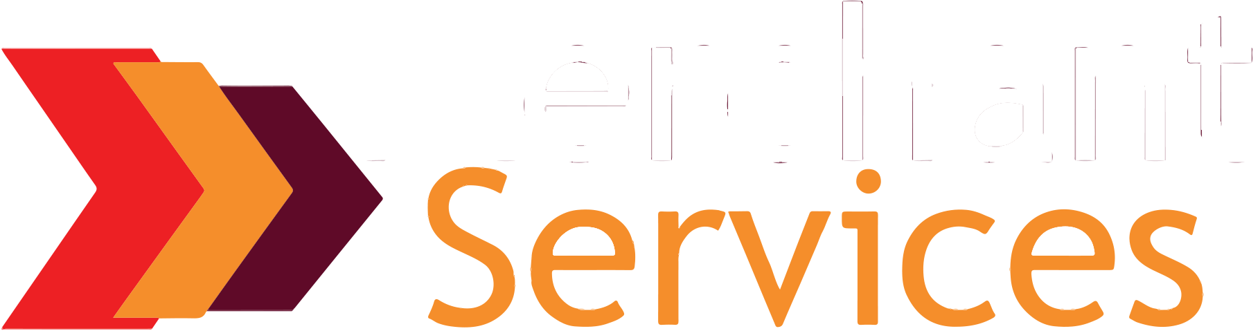 A logo for a company called services with an arrow pointing to the right.