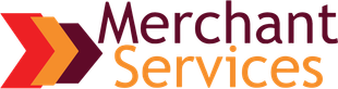 A logo for merchant services with an arrow pointing to the right.