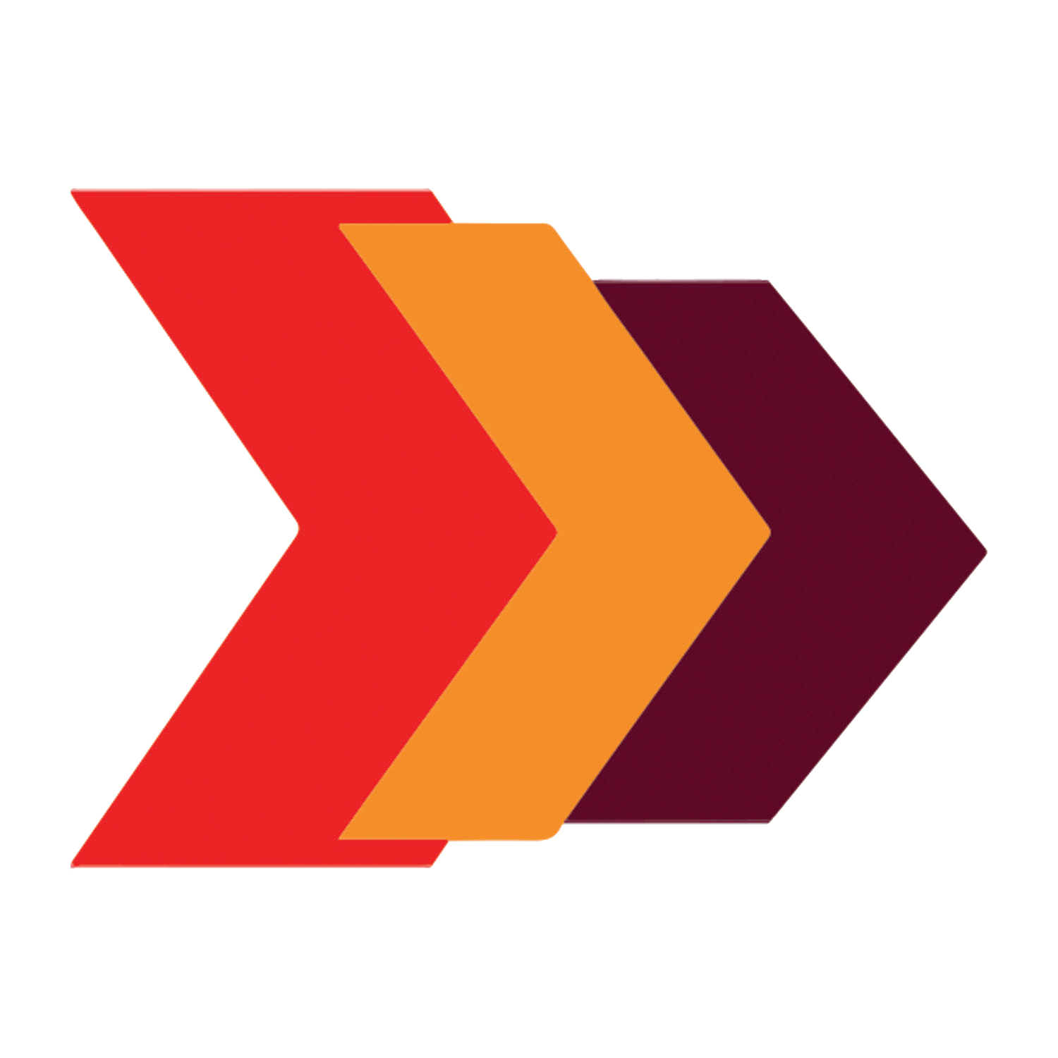 A red , orange and purple arrow pointing to the right on a white background.