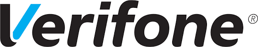 A black and blue logo for verifone on a white background.