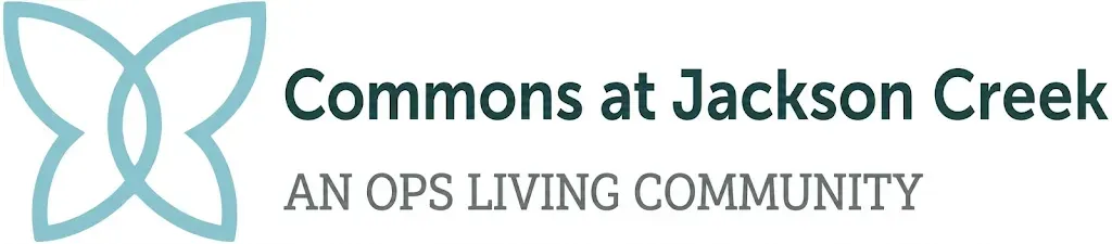Commons at Jackson Creek logo with teal icon and text “AN OPS LIVING COMMUNITY”