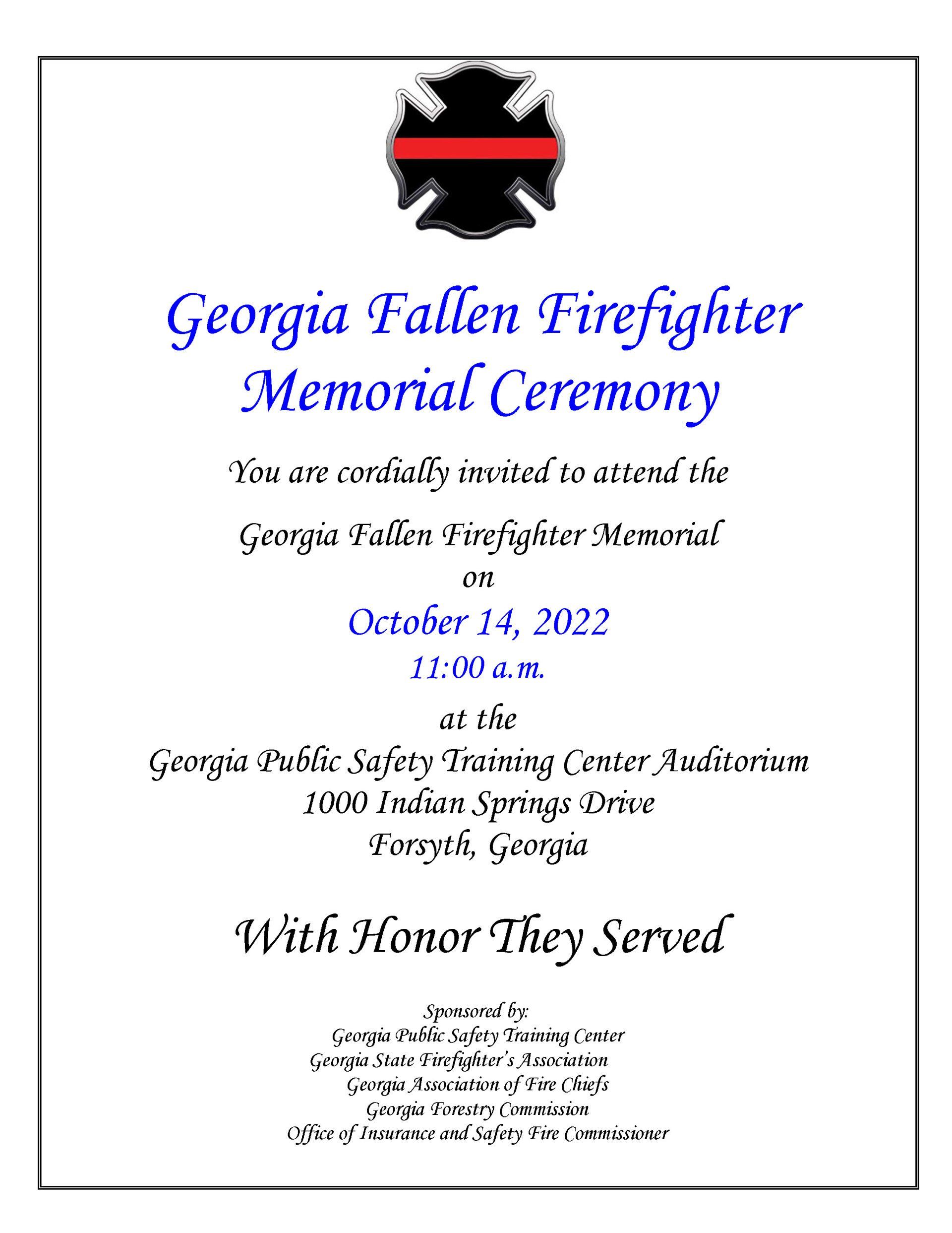 Georgia Fallen Firefighter Memorial Ceremony Georgia Fallen Firefighter Memorial Ceremony
