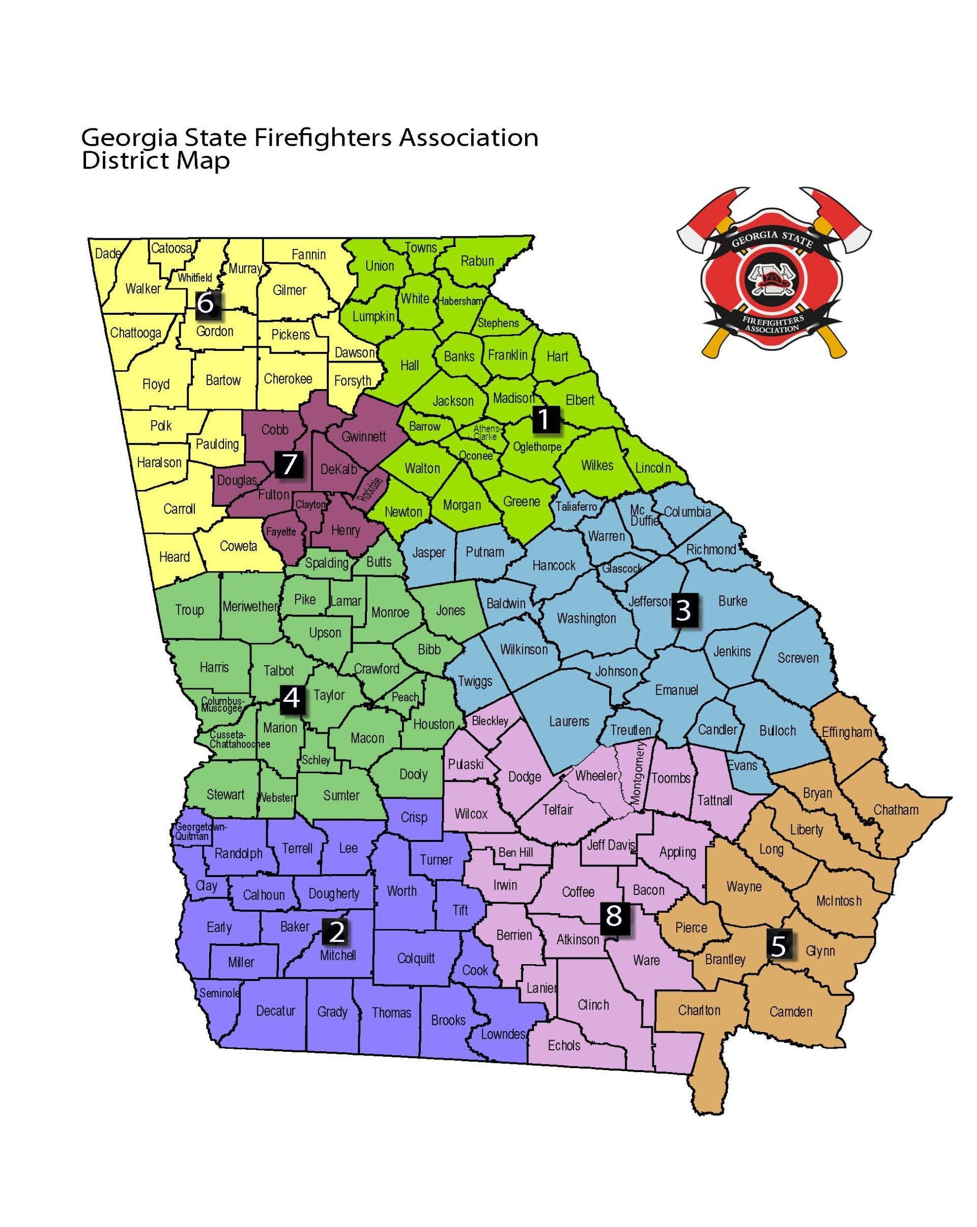 Georgia State Fireghters Association District Map