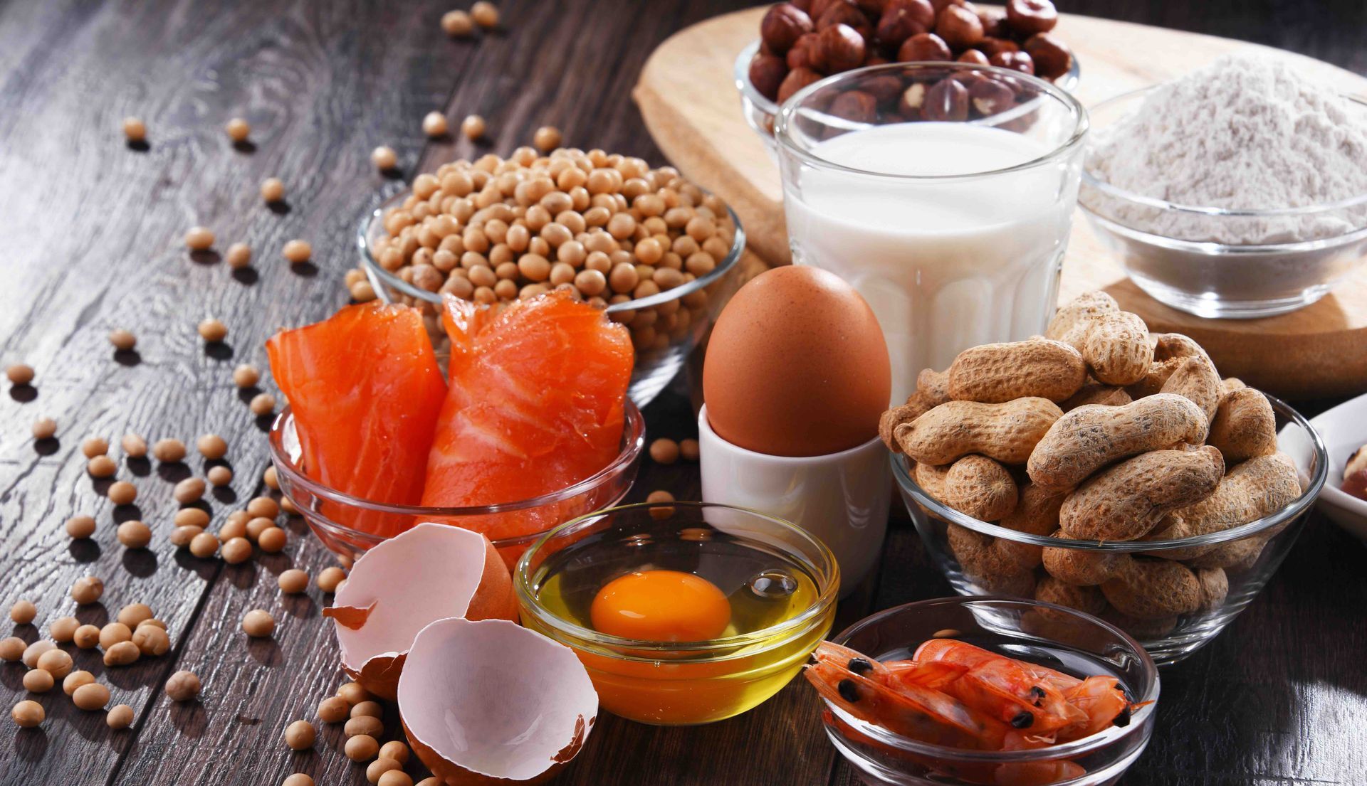 There are many different types of food on the table.