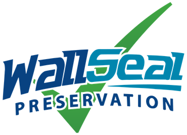 A blue and white logo for wall seal preservation