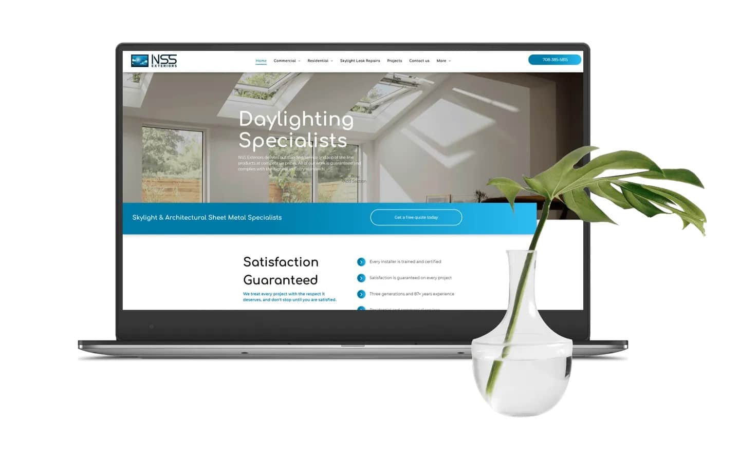 NSS Exteriors Website on Laptop NSS Exteriors Website on Laptop