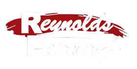 Red Reynolds logo in bold script with red brushstroke accents on a white background