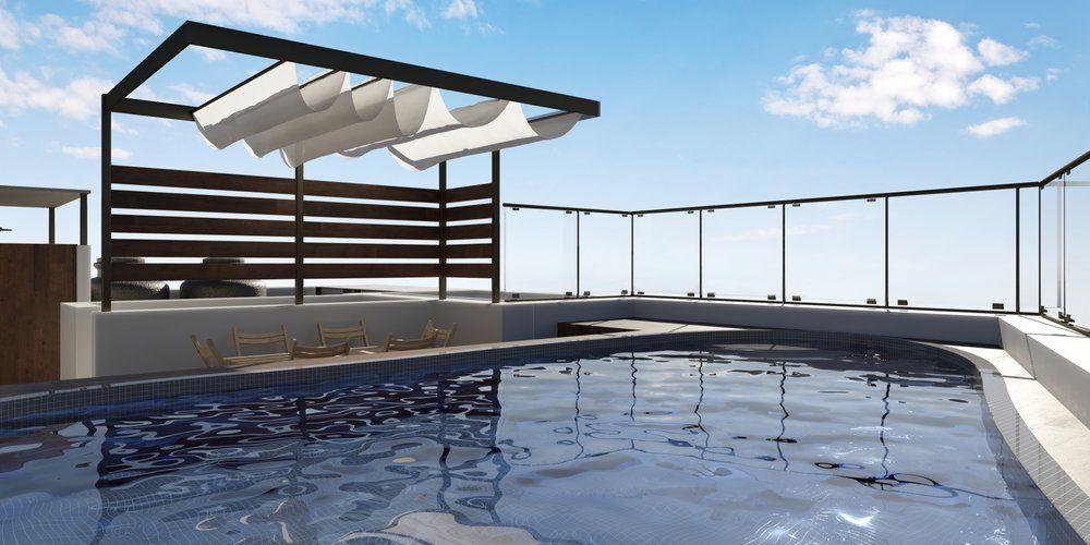 An Artist 's Impression of A Swimming Pool on A Balcony — Coastline Glass Pool Fencing in Taree, NSW