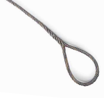 Gray braided cable loop on a white background