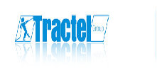 Blue “Tracel” logo with a small figure icon and mirrored reflection on a white background