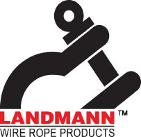 LANDMANN Wire Rope Products logo with black abstract figure and red-and-black text