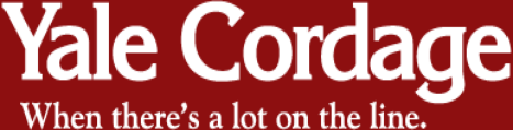 Yale Cordage logo in white on a red background with the tagline “When there’s a lot on the line.”