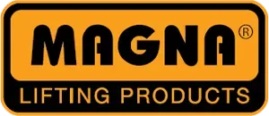 MAGNA Lifting Products logo in black and orange rounded rectangle