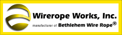 Wirerope Works, Inc. logo with yellow and silver rope icon on white background