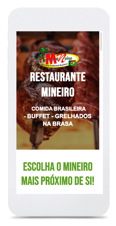 Um celular branco com a imagem de um bife na tela.