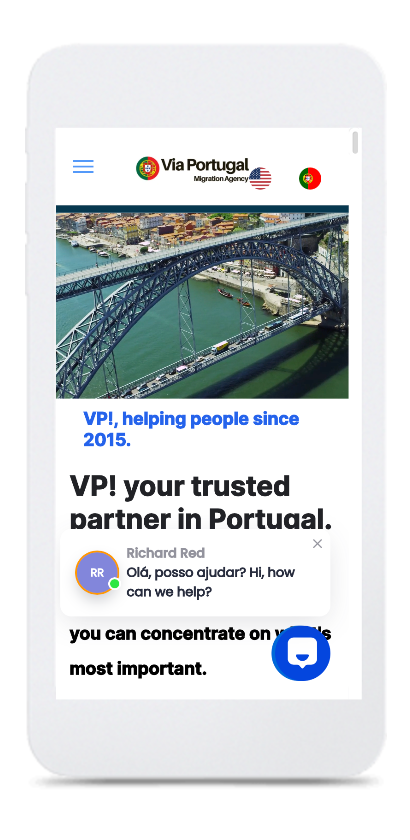 Um celular branco com a imagem de uma ponte na tela.