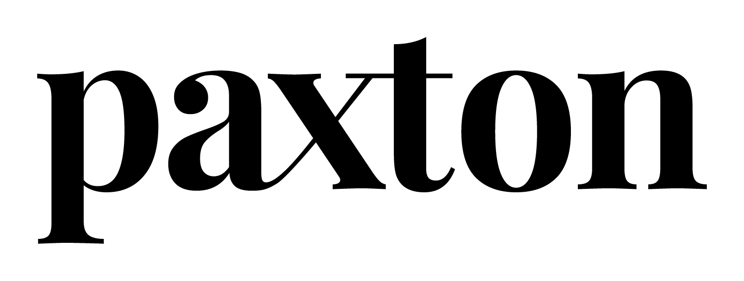 Black serif wordmark reading &ldquo;paxton&rdquo; on a white background