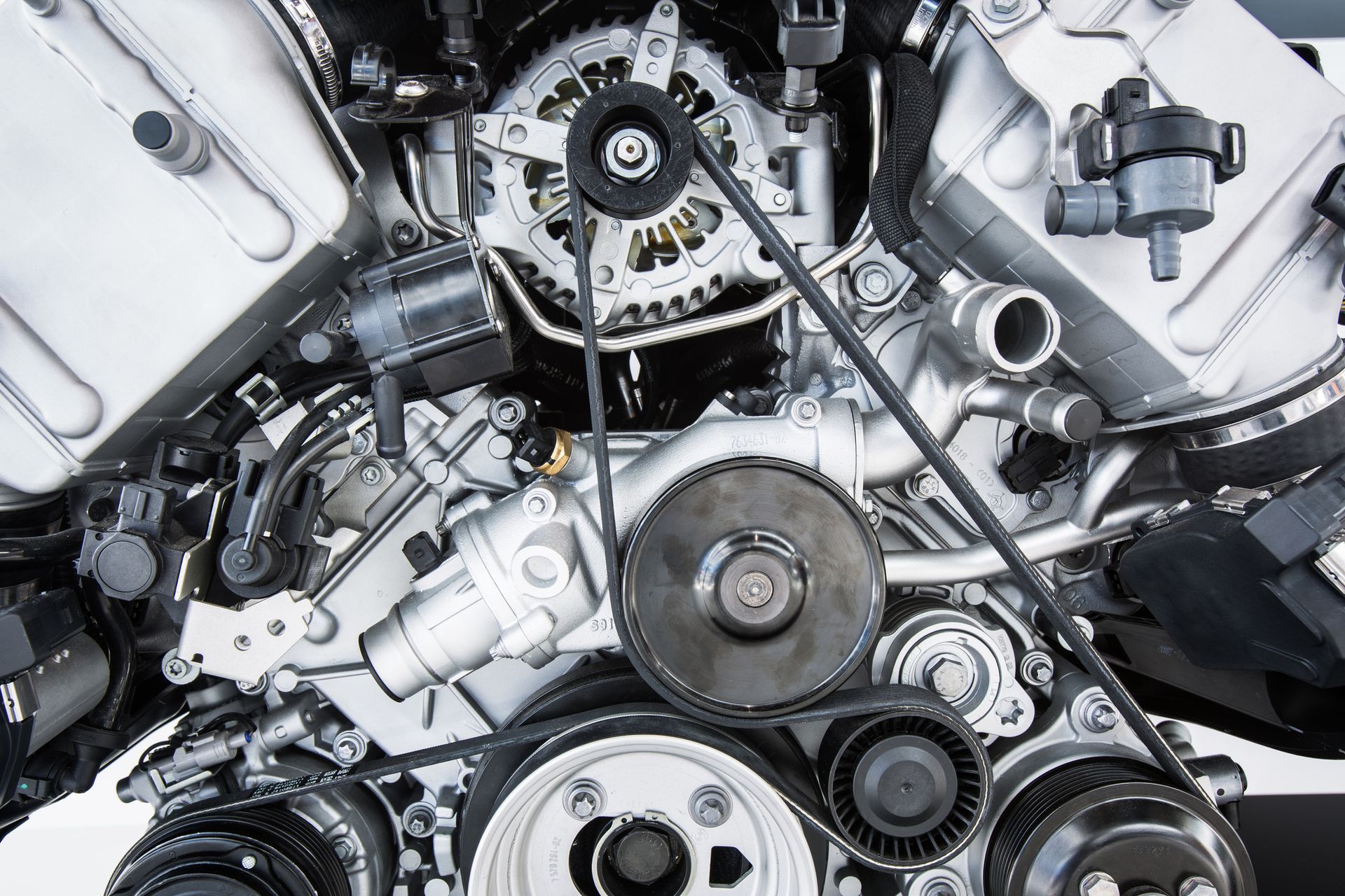 A close up of the inside of a car engine
