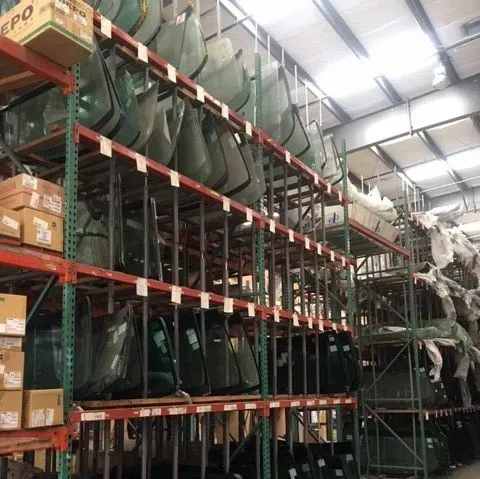 A warehouse filled with lots of boxes including one that says epo on it