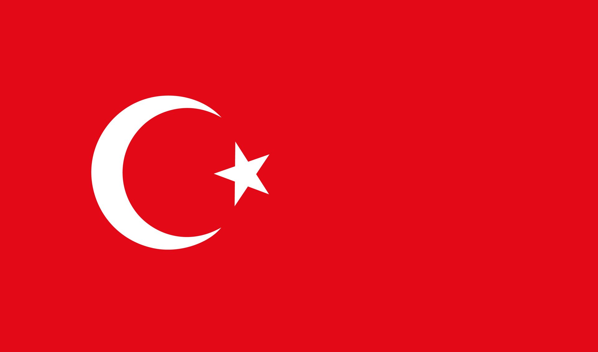 Türkische Flagge: rotes Feld mit weißem Halbmond und Stern.