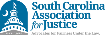 The logo for the South Carolina Association for Justice Advocates for Fairness Under the Law.