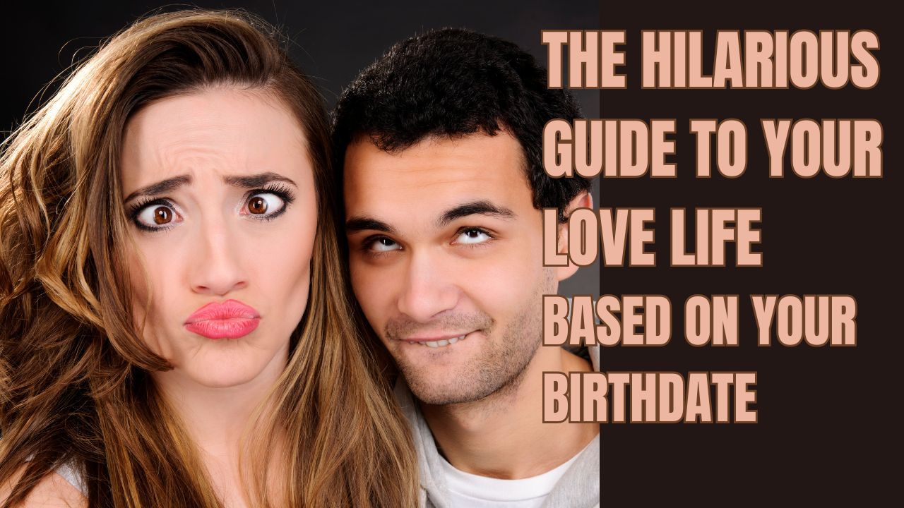 A man and woman with exaggerated facial expressions next to text: 