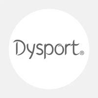 the dysport logo is in a circle on a white background .
