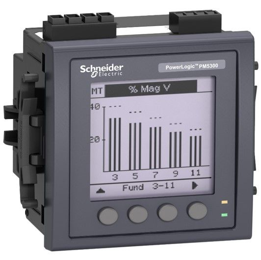 Un dispositivo Schneider Electric con un gráfico en la pantalla.