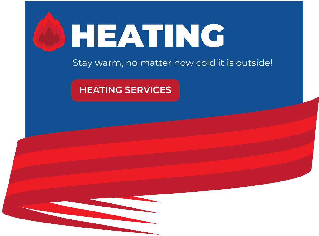 A blue and red advertisement for heating services.