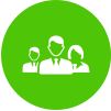 A group of people standing next to each other in a green circle.