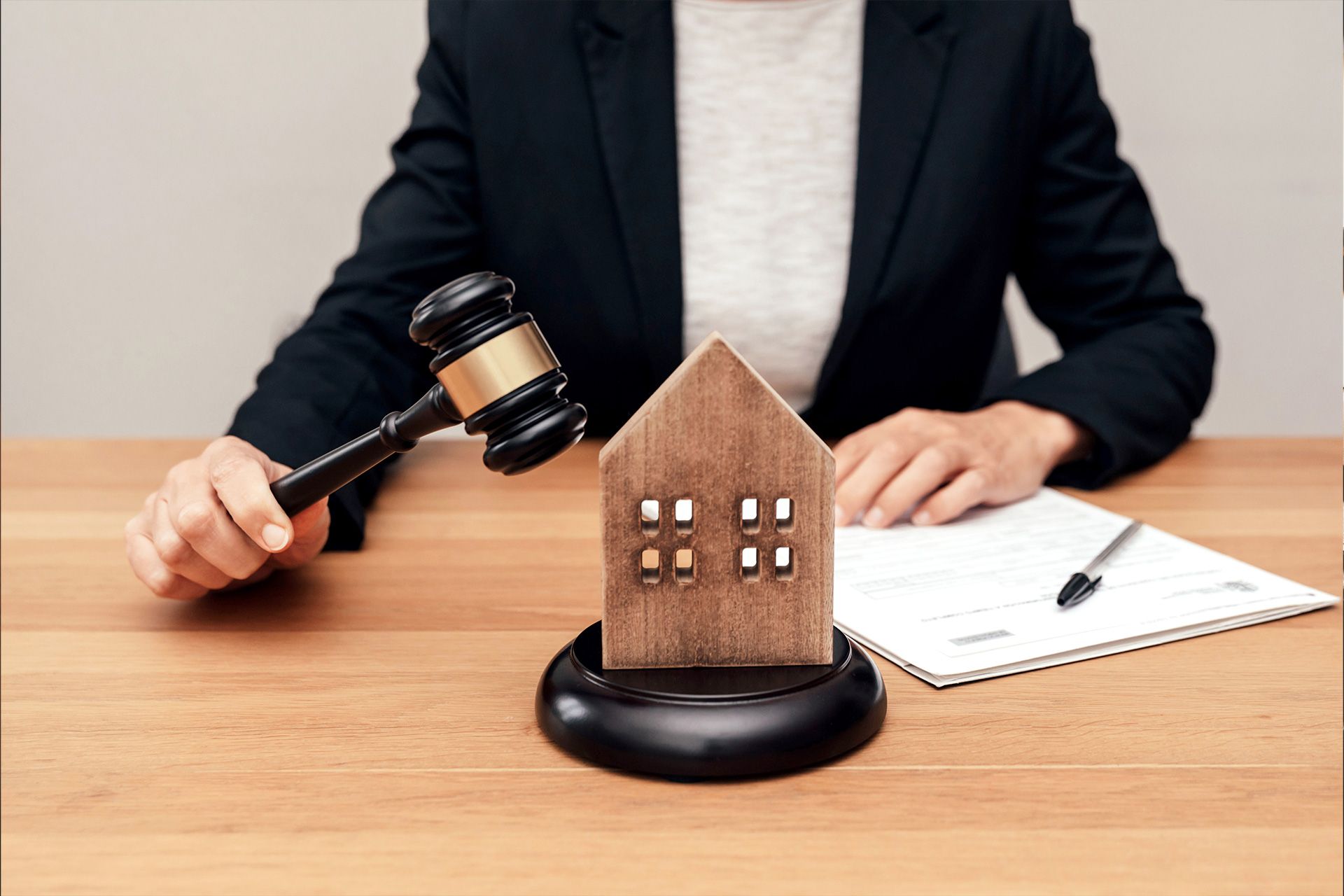 Real estate attorney reviewing property dispute documents