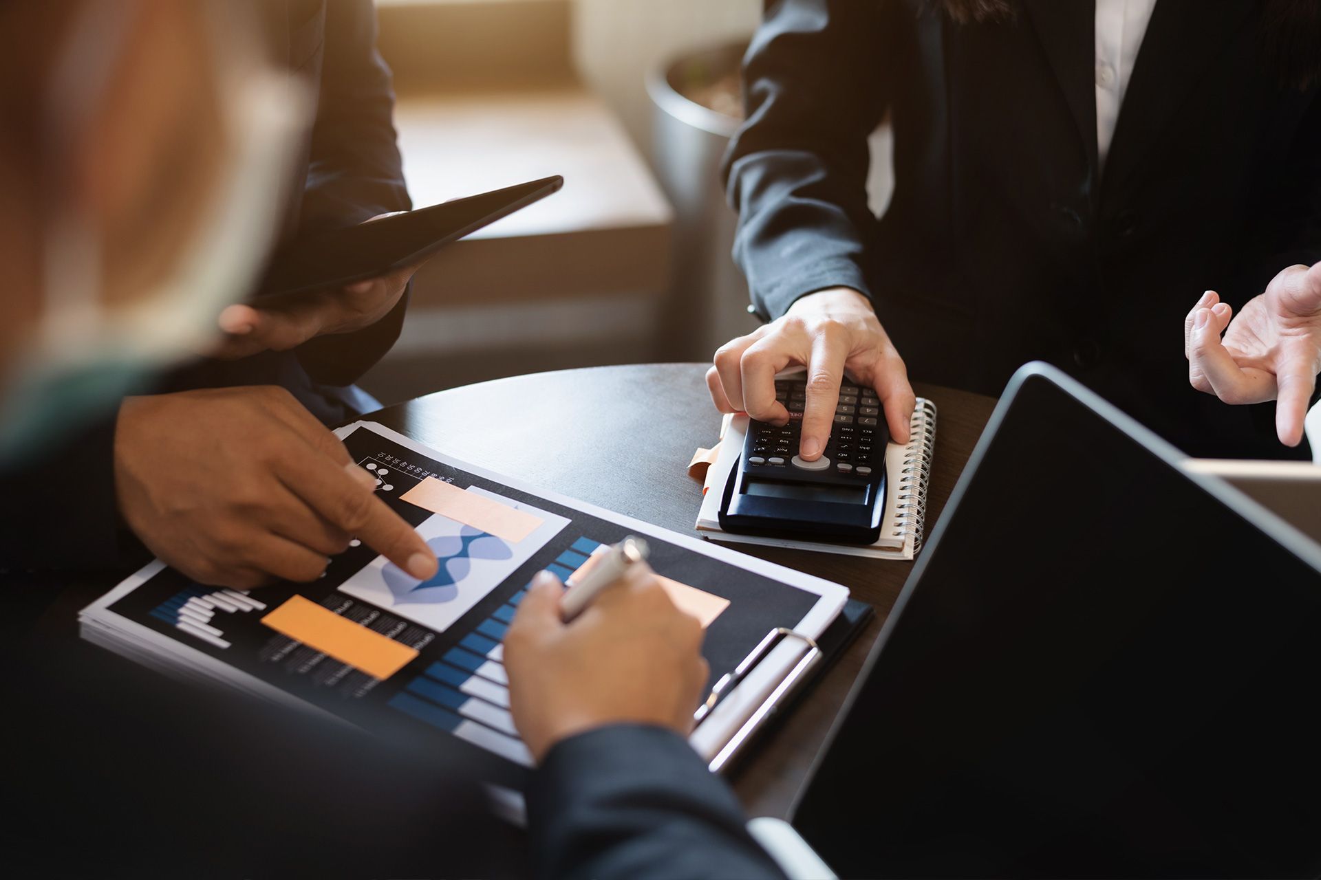 Business owner reviewing business purchase documents