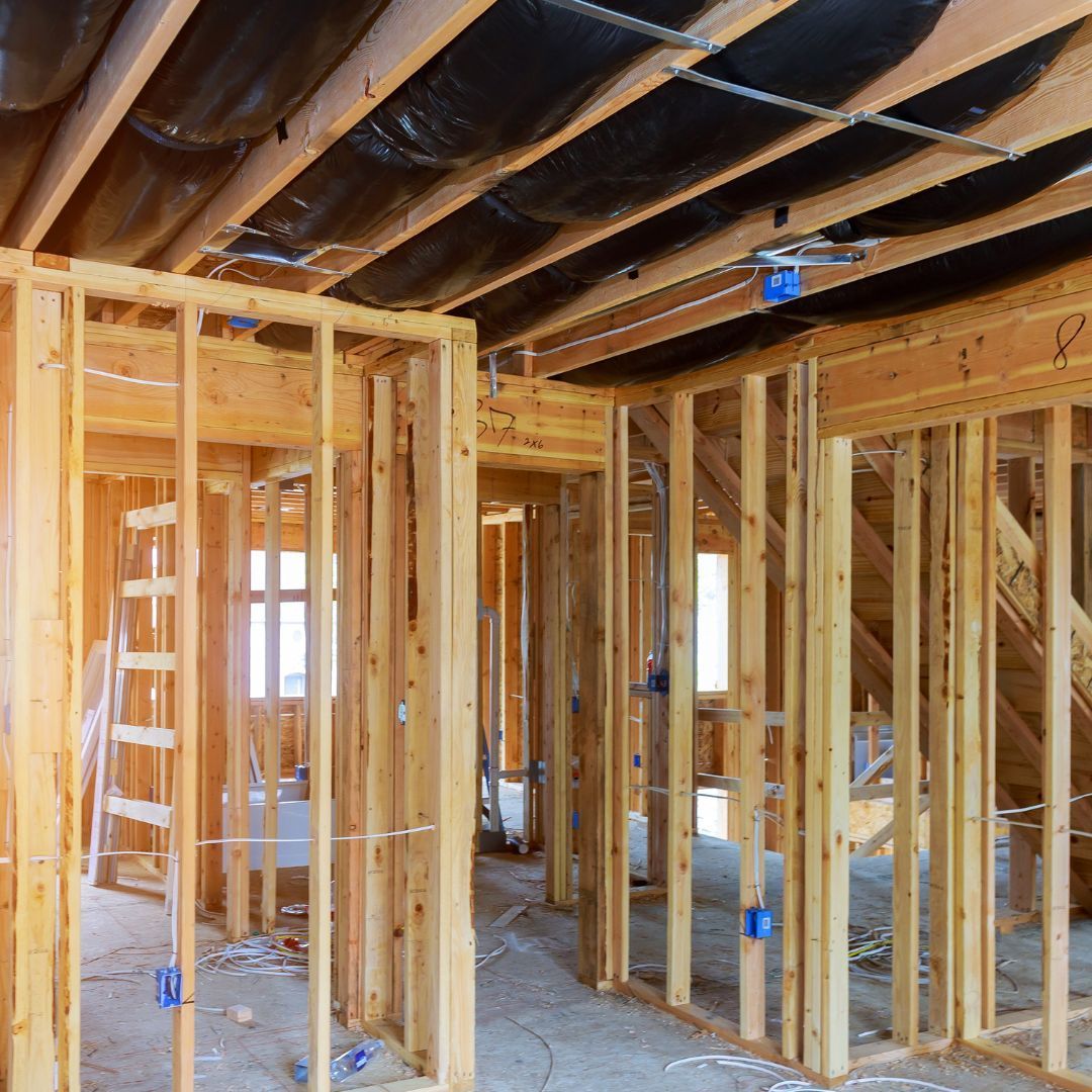 The inside of a house that is being built