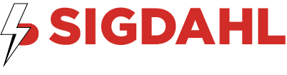 The sigdahl logo has a lightning bolt on it