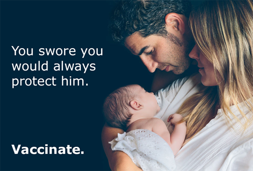 A man and a woman holding a baby with the words " you swore you would always protect him "