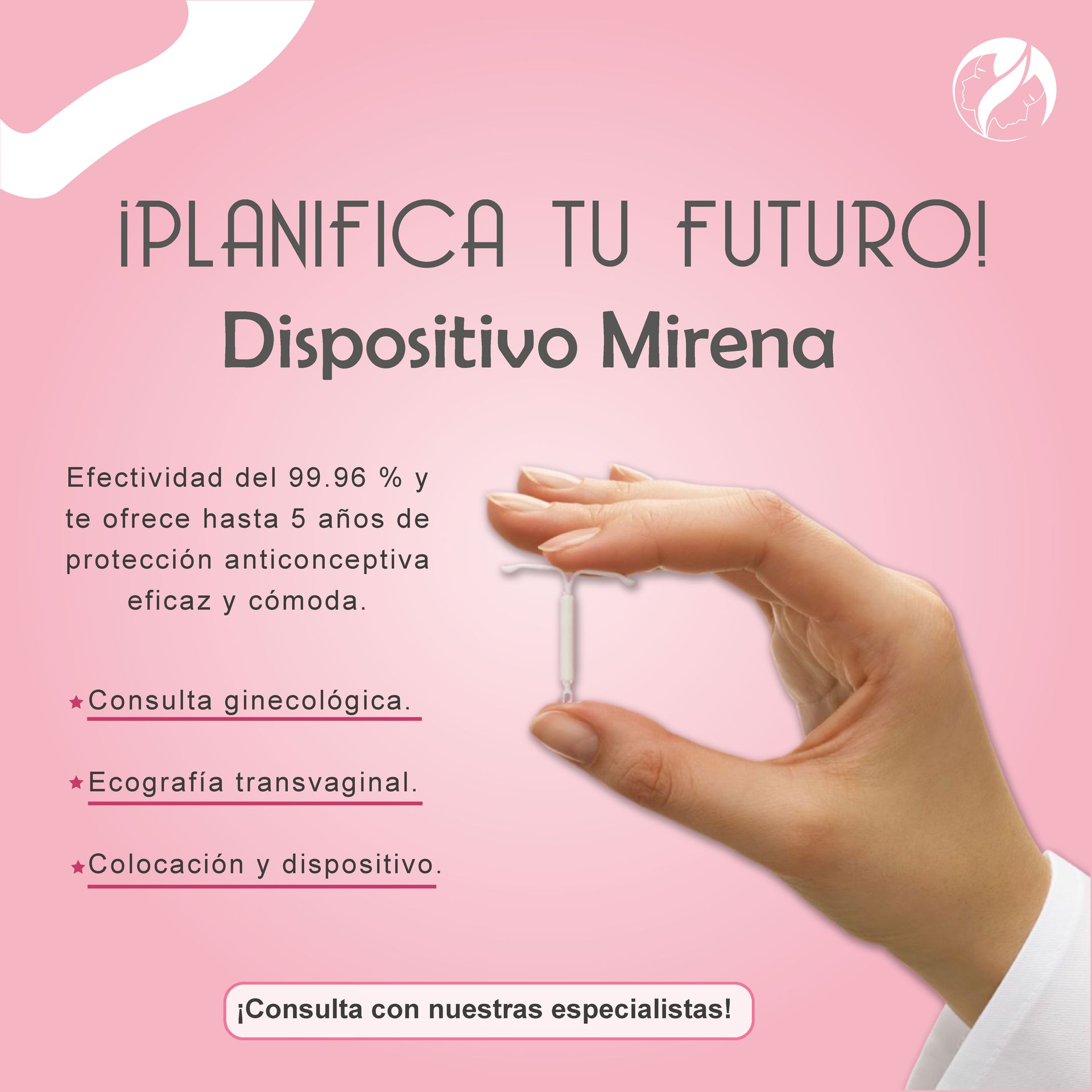 Una mano que sostiene un dispositivo que dice dispositivo mirena