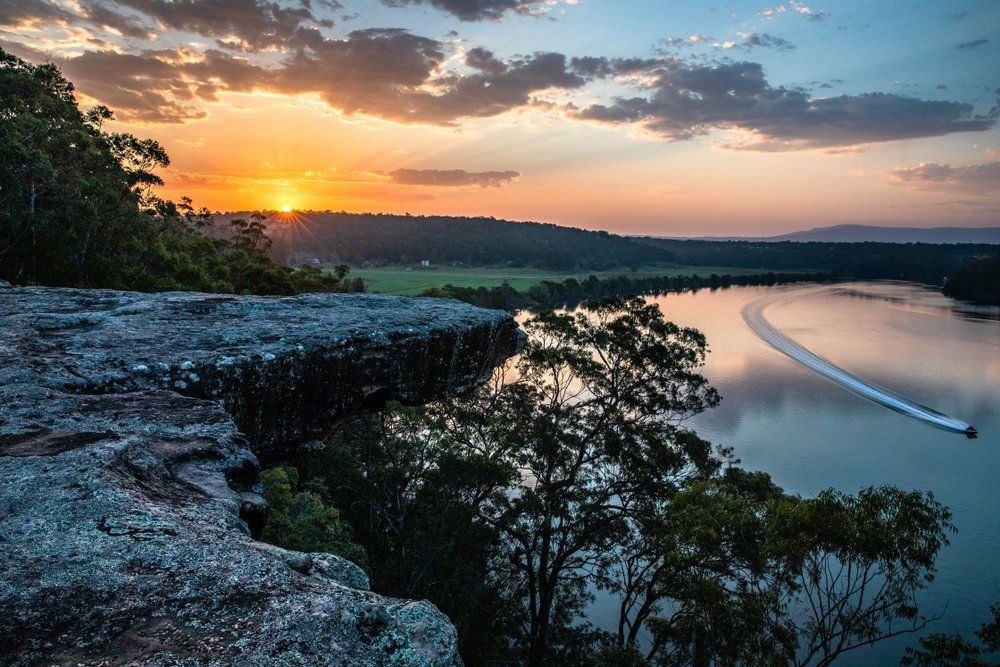 A View of a River From a Cliff at Sunset — South Coast Clothes Lines in Nowra, NSW