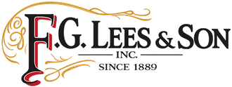 F.G. Lees & Son logo with black and red text and gold decorative flourish, “Since 1889” underneath