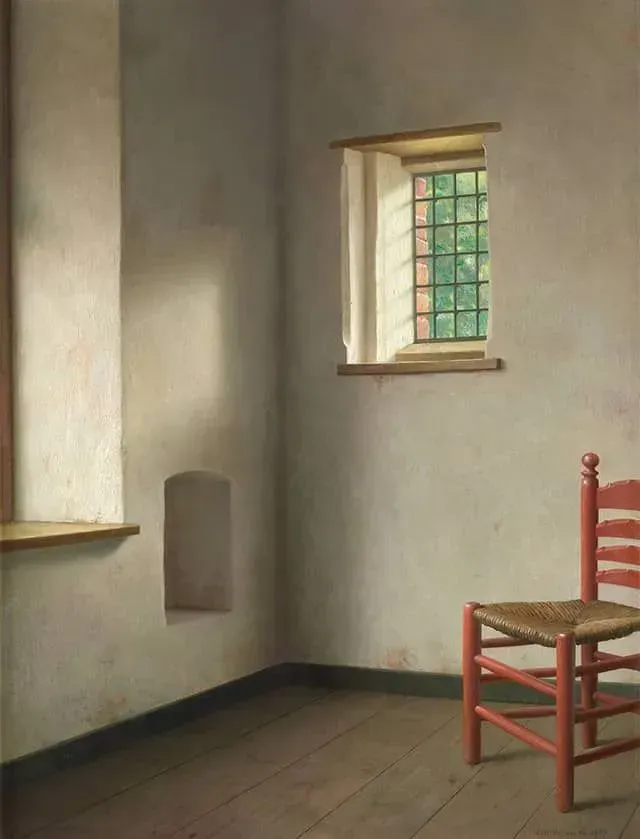 Helmantel schilderij uit 1987 Interieur Pastorie